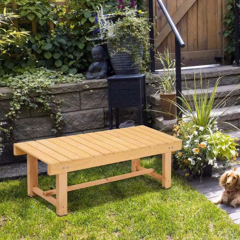 Wyld Haus Liveba Natural Fir Wood Backless 2 Seater Garden Bench Set, W: 110 cm – 3