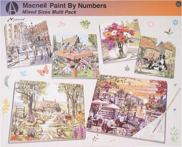 MacNeil Paint By Numbers Special Mixed Sizes Multipack for Adults, Multicolour