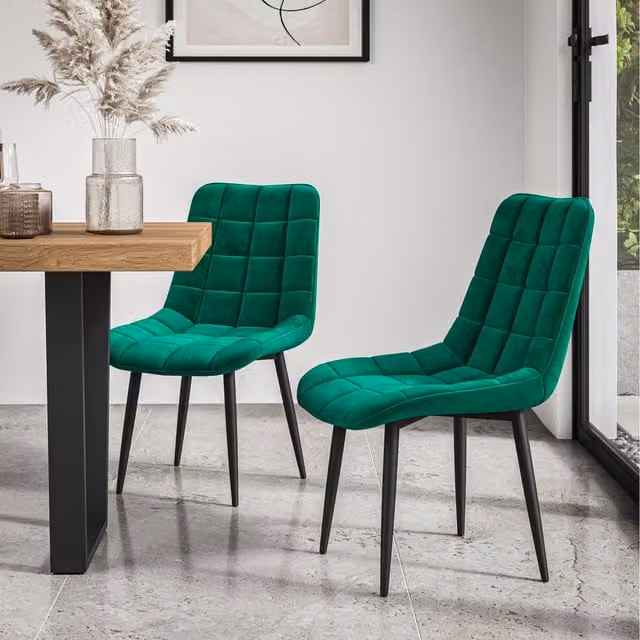 More4Homes Nova Modern Velvet Dining Chair Set of 4 - Green