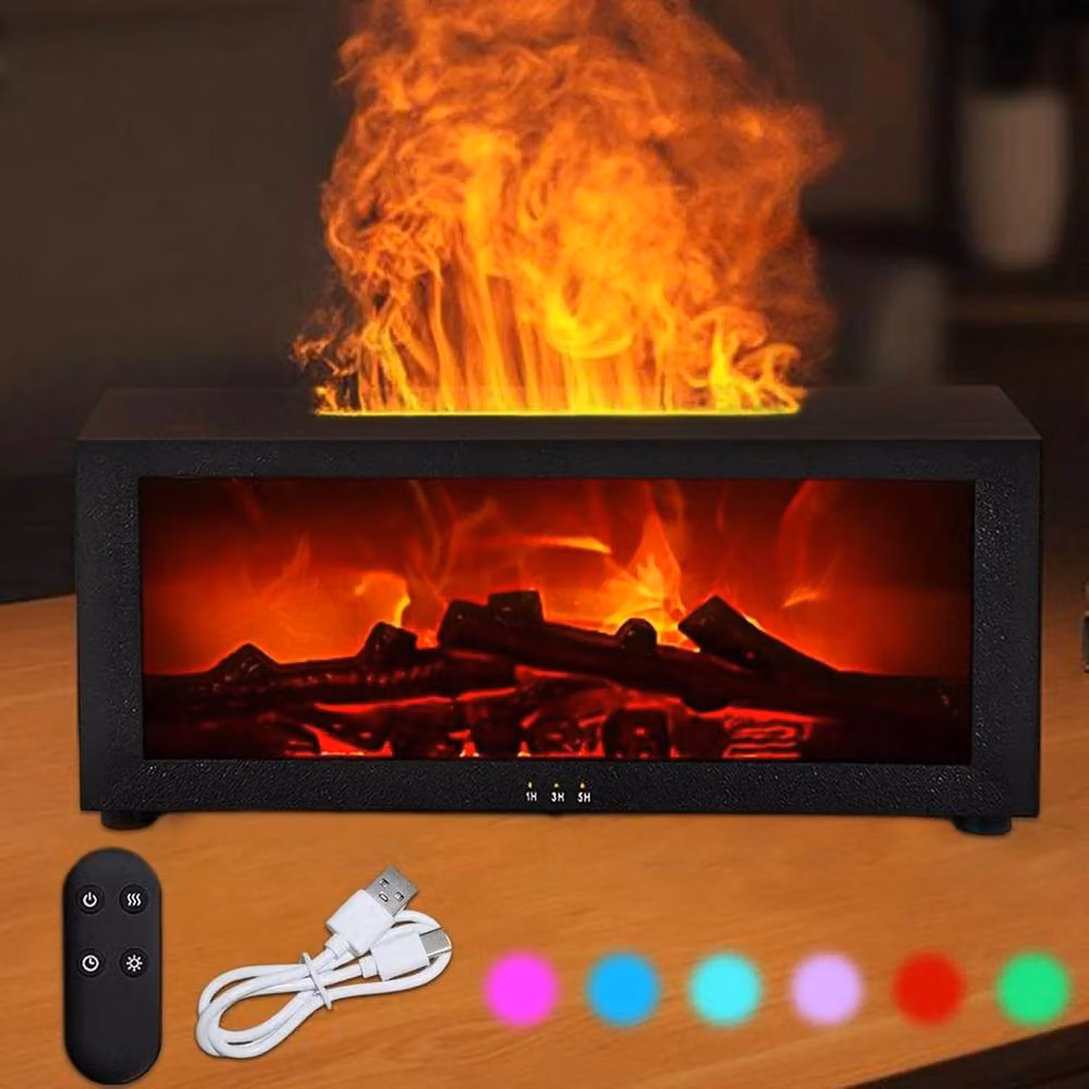 SPETLEK Essential Oil Flame Effect Aroma Diffuser in Black and Multicolour – 3