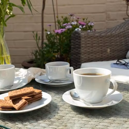Argon Tableware 24 Piece White Porcelain Cappuccino Cup and Saucer Set – 3
