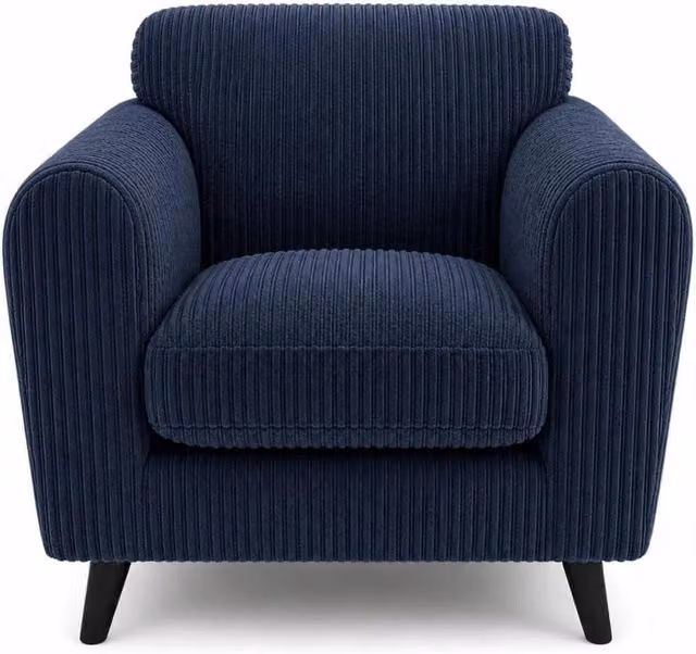 SOFASELECTION UK Harlow Modern Jumbo Cord Cuddle Chair in Blue