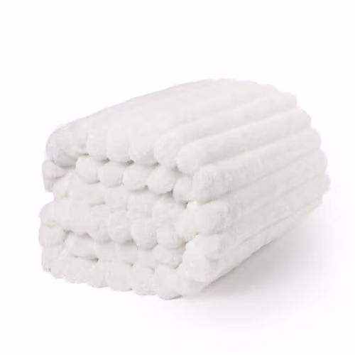 OHS Faux Fur Ribbed Fleece Blanket in White, W/D/H: 200 x 240 cm