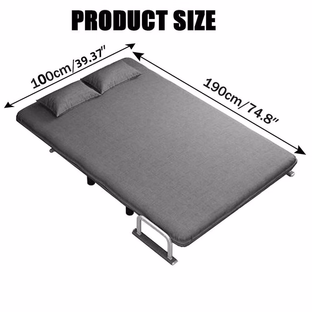 KORVIXA Grey Foldable Double Sofa Bed with Removable Fabric Covers, W/D/H: 200 x 100 x 82 cm – 2