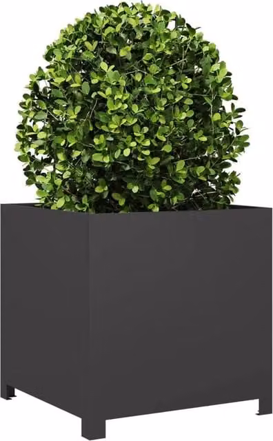 Berkfield Home Durable Steel Garden Planter Tub, Black, W/D/H: 50 x 50 x 50 cm