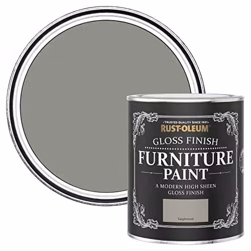 Rust-Oleum Grey Gloss Water-Based Furniture and Skirting Board Paint, 750ml – 1