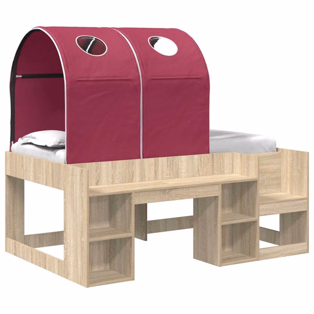Berkfield Home 3-Piece Bed with Tunnel and Lift-Up Base in Sonoma Oak and Red Brown Engineered Wood – 2