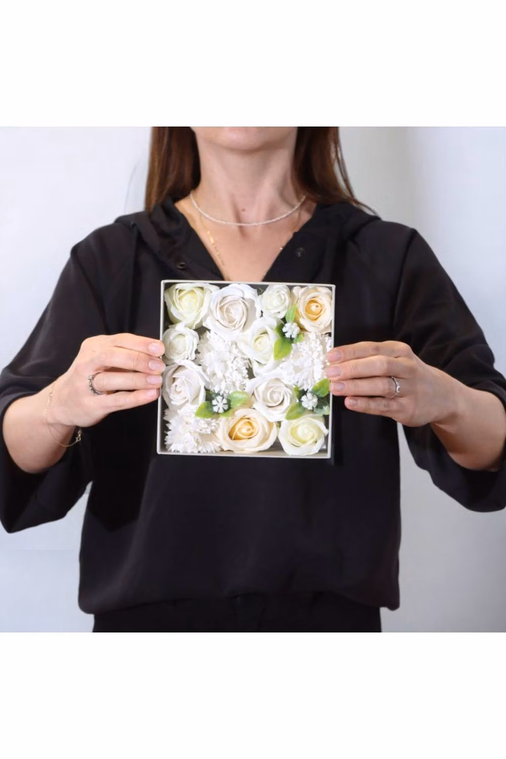 KDMD Square Box Wedding Blessings Gift Set with White Rose Soap Flowers – 2