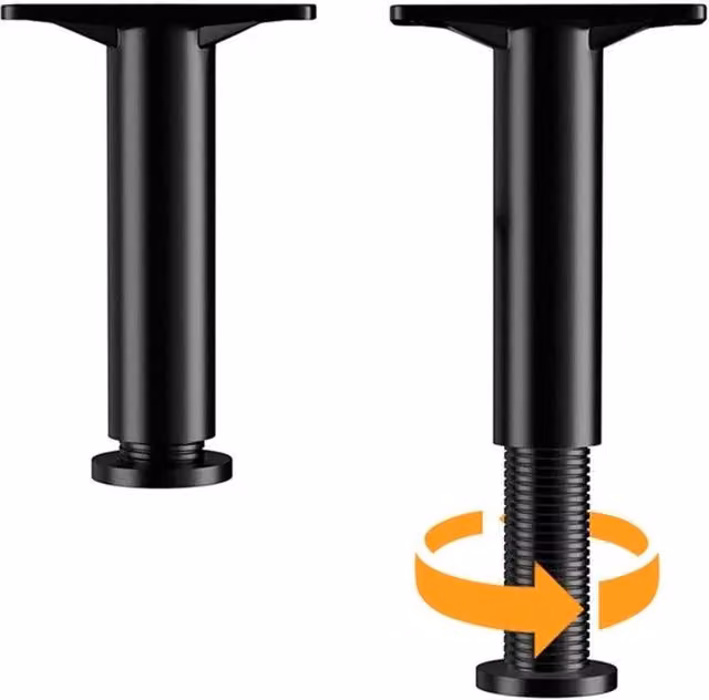 PAWNORA Black Steel Bed Beam Support Leg, H: 25 cm, W: 15 cm, D: 11 cm