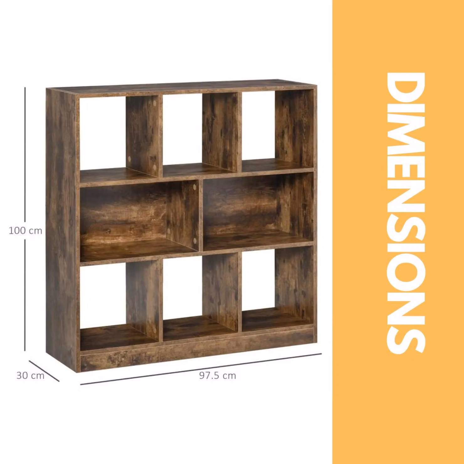 Pirlo Plush 8 Cube Industrial Storage Unit in Rustic Brown – 3