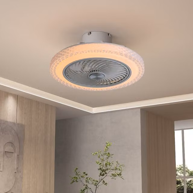 Livingandhome Modern White LED Ceiling Fan with Remote Control and Acrylic Light
