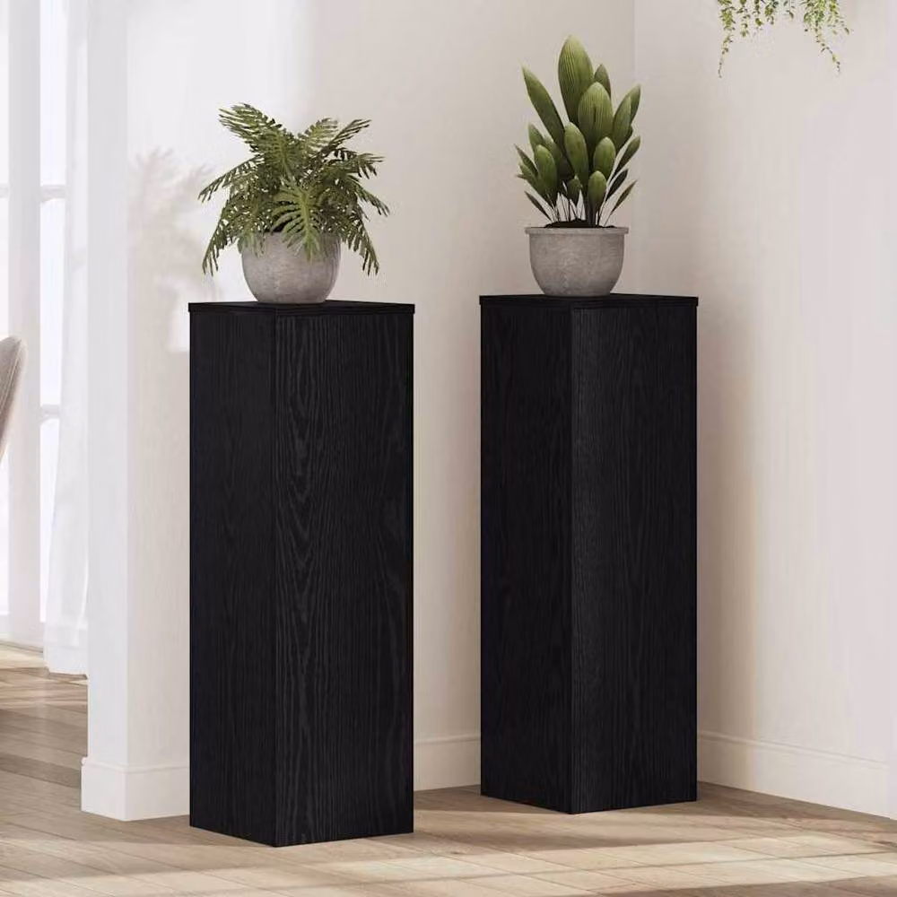 Berkfield Home Set of 2 Black Oak Plant Stands, W/D/H: 25 x 25 x 80 cm – 2