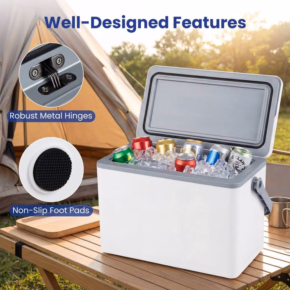 Costway Portable Hard Cooler 12L Injection Moulded Insulated Ice Chest in White – 8