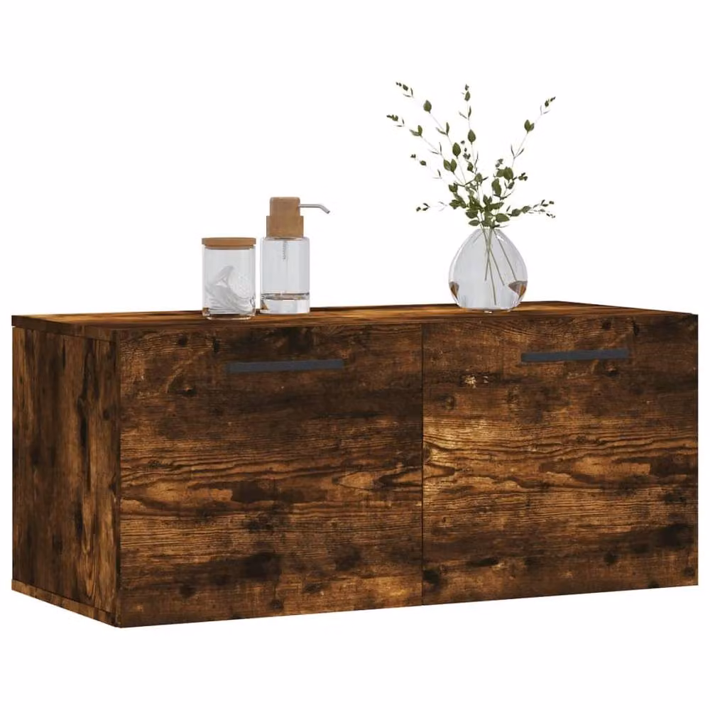 Berkfield Home Wall Mounted Smoked Oak Cabinet in Brown, W: 80 cm, D: 36.5 cm, H: 35 cm – 3
