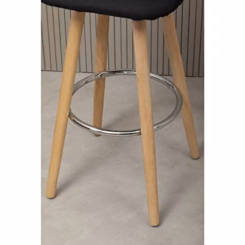 Orsina Modern Kitchen Bar Stool with Synthetic Leather Seat and Beech Wood Legs in Black or Brown, W: 48 cm, D: 41 cm, H: 85 cm – 2