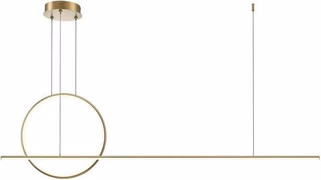 Netlighting Halo Ring Modern LED Bar Pendant Light in Gold and White, 143 cm