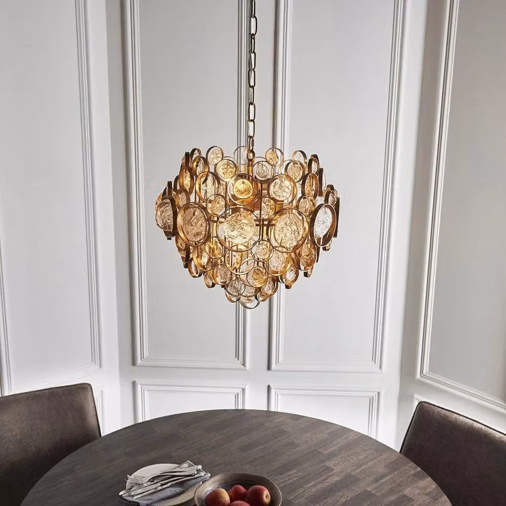 Netlighting CARBONIA Dimmable 6 Light Glass Ceiling Pendant in Gold and Amber – 3