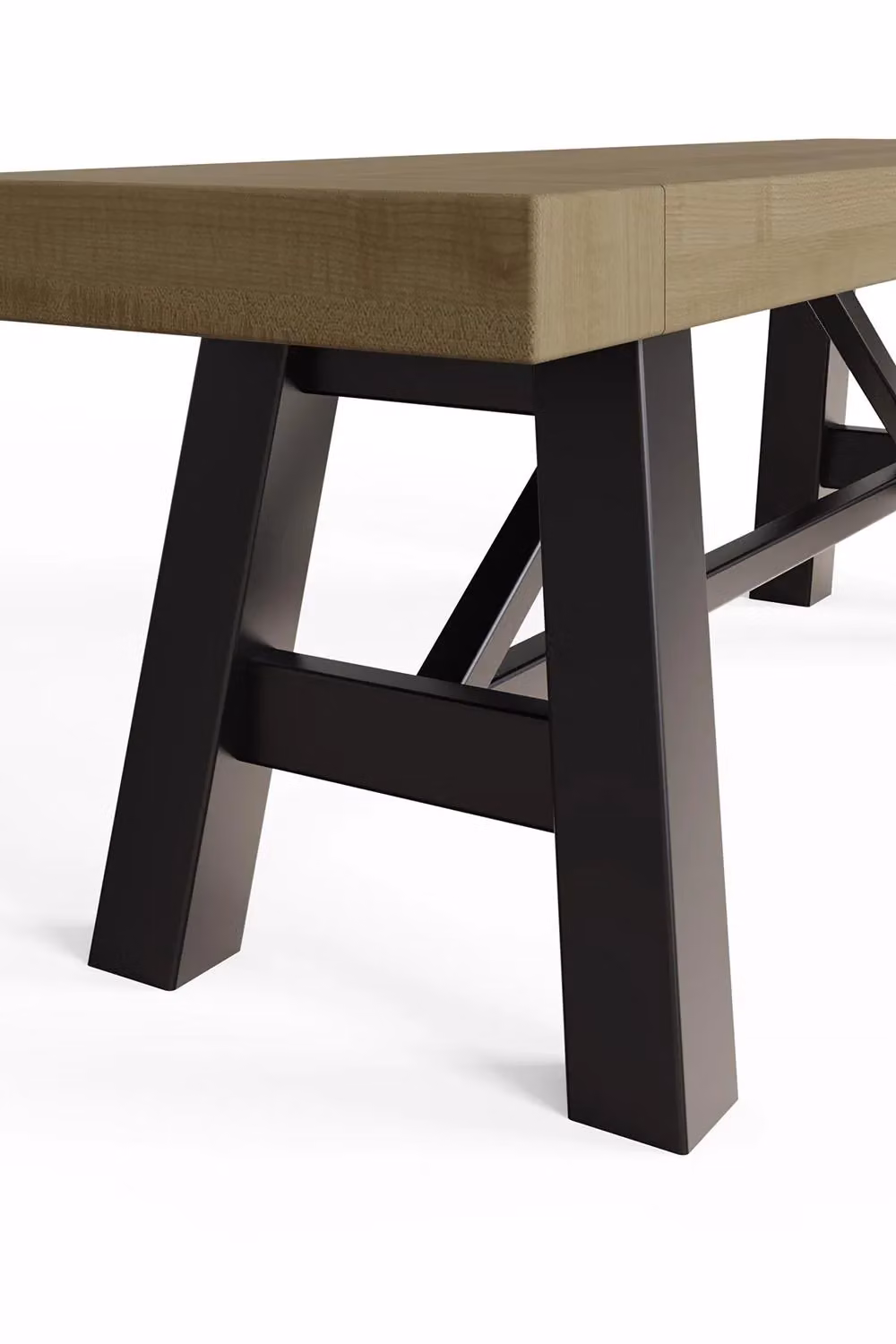 FWStyle Lowry Solid Pine Dining Bench in Brown, W/D/H: 132 x 38 x 46 cm – 3