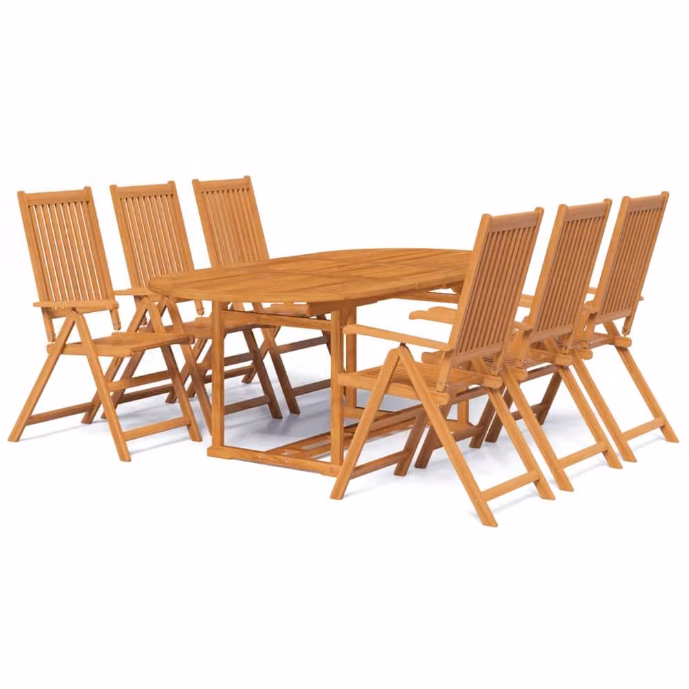 Berkfield Home 7 Piece Oval Outdoor Dining Set in Brown Oiled Acacia Wood – 2
