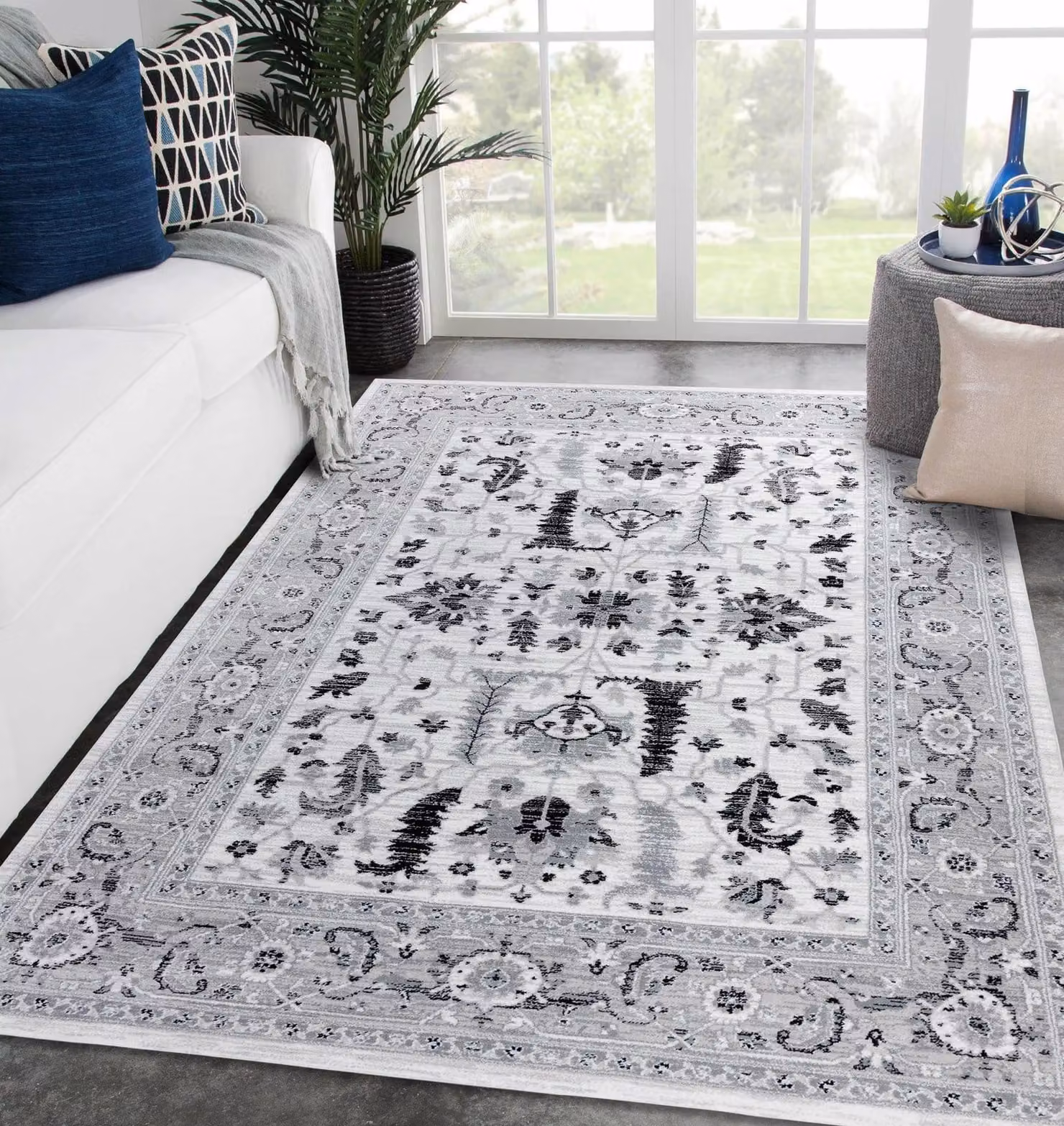 RugsX Argent Grey Oriental Rug, W/D/H: 133 x 190 cm – 2