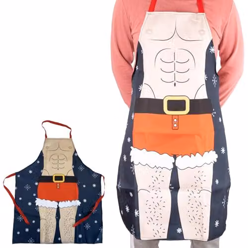 Shatchi Six Pack Novelty Red Apron for Festive Holiday Parties – 2