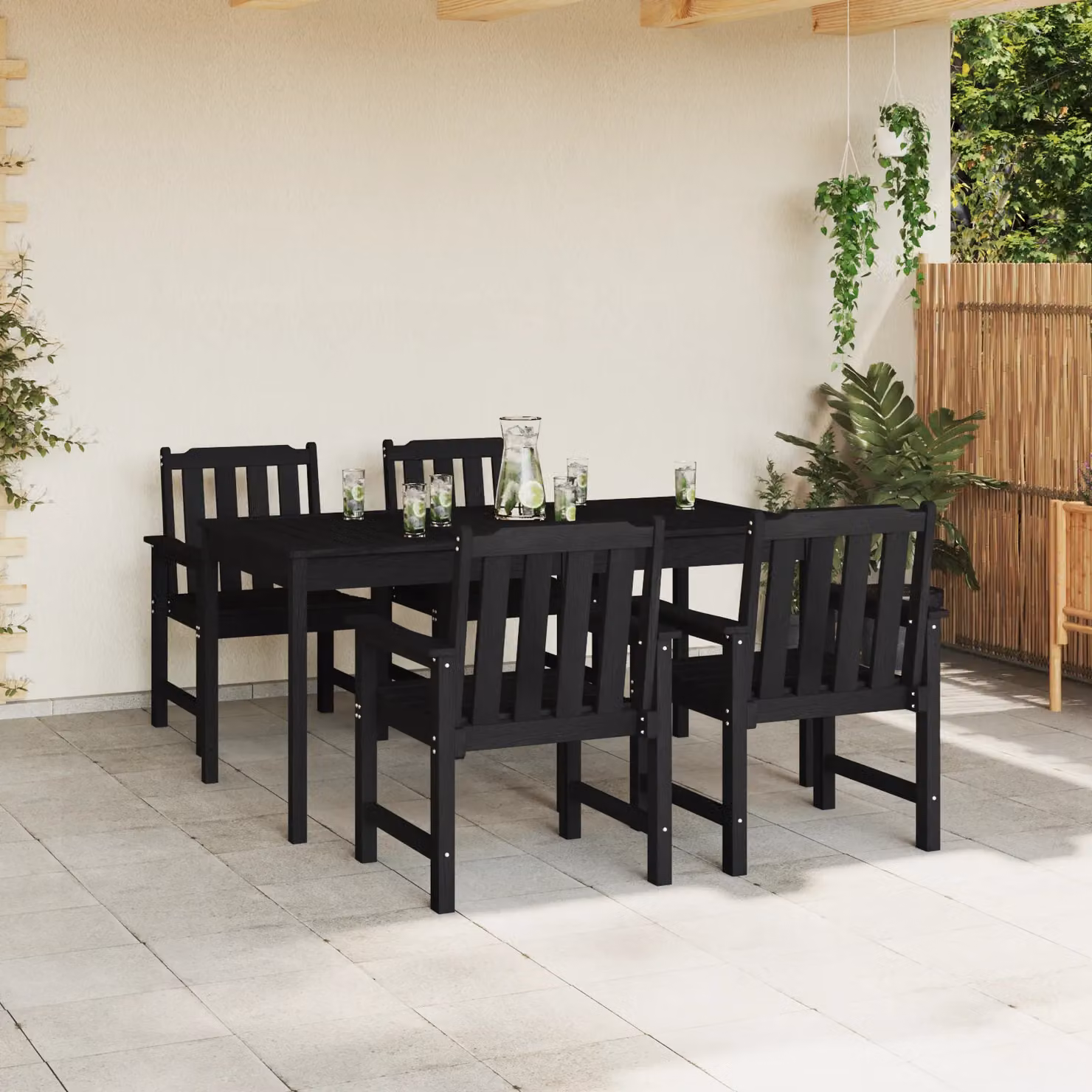 Berkfield Home Set of 4 Black Modern Garden Dining Chairs, W/D/H: 55.5 x 55.5 x 88 cm – 3