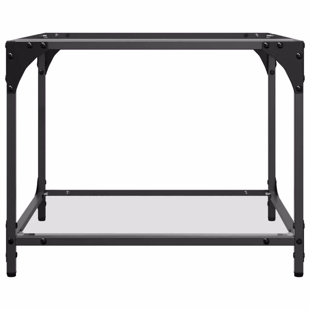 Berkfield Home Set of 2 Modern Square Coffee Tables with Transparent Glass Tops and Brown Steel Frames, W/D/H: 50 x 50 x 40 cm – 4