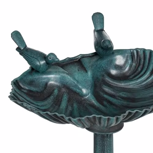 Outsunny Green Bird Bath with 2 Decorative Birds, Height: 81 cm – 6