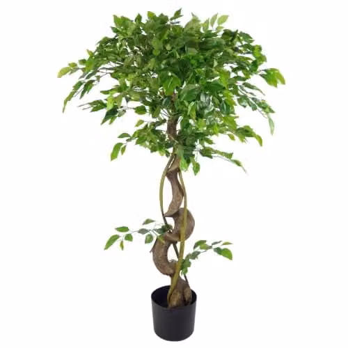 Leaf Design UK 120 cm Green Japanese Fruticosa Style Ficus Artificial Tree with Twisted Trunk – 1
