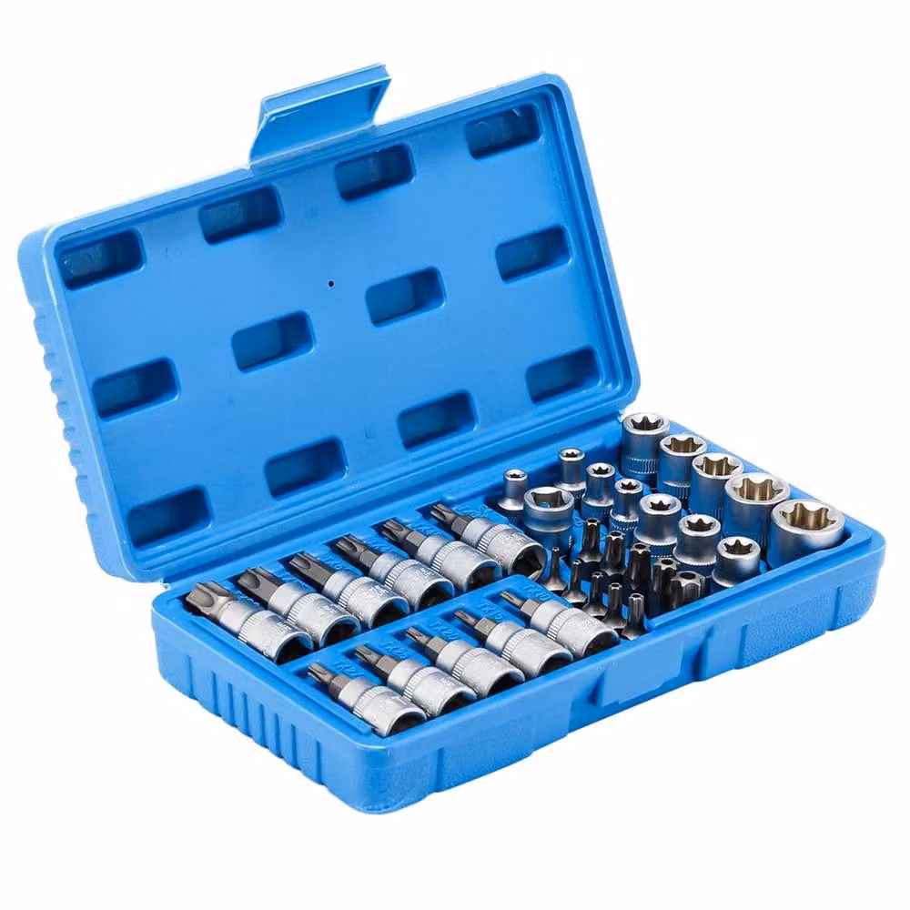 Nordara 34-Piece Torx Star Socket and Screwdriver Bit Set with Case in Silver and Blue – 3