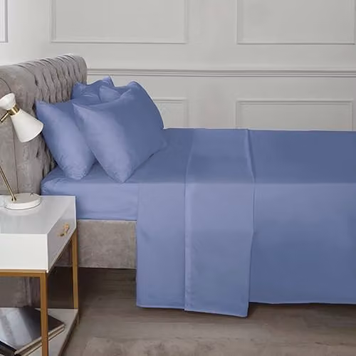 Rapport Home Blue 180TC Percale Flat Sheet, 200 x 200 cm