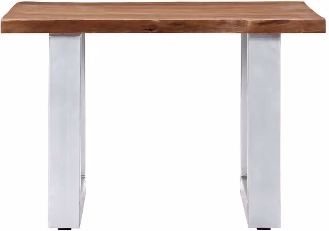 Berkfield Home Live Edge Coffee Table in Brown Solid Acacia Wood, W/D/H: 60 x 60 x 40 cm