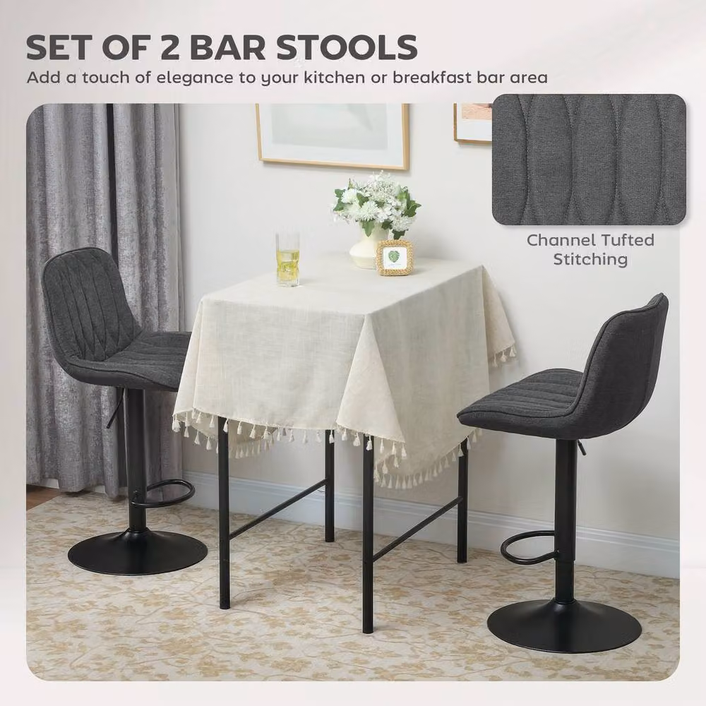 STILVORA Set of 2 Modern Swivel Bar Stools with Metal Frame in Charcoal Grey – 4