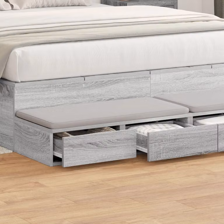 Berkfield Home Bed Drawers in Grey Sonoma, W/D/H: 135 x 36.5 x 16.5 cm