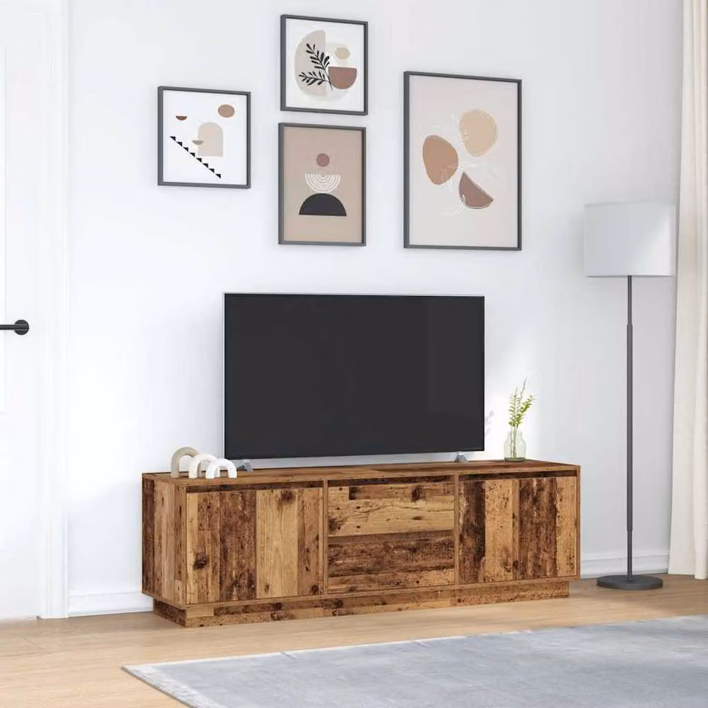 Berkfield Home Rustic TV Cabinet with LED Lights in Brown, W: 160.5 cm, D: 41 cm, H: 50 cm – 4