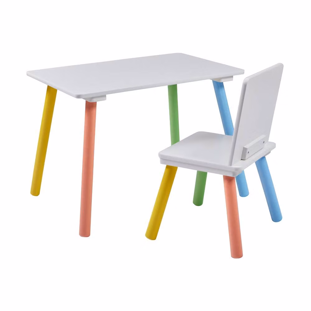 Liberty House Toys Rainbow Table, Chair and Bookshelf Set in White, Blue and Multicolour Wood – 2