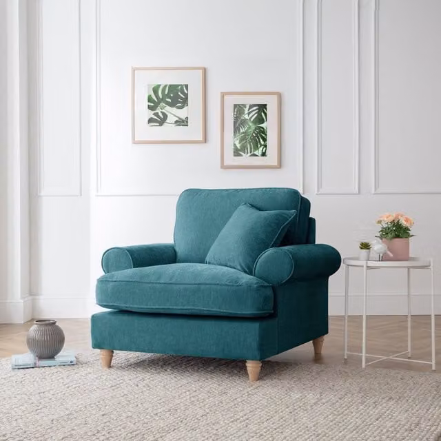 The Great Sofa Company Ezra Textured Velvet Armchair in Emerald Green – 1