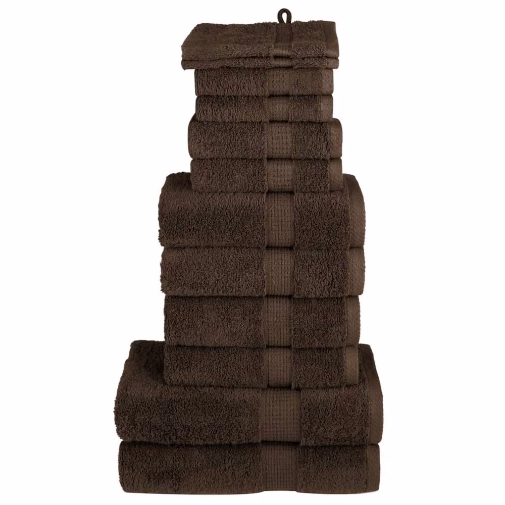 Berkfield Home SOLUND 12 Piece Premium Cotton Terry Towel Set in Brown, 600 gsm – 2