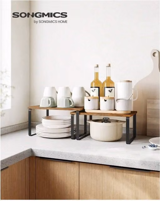 SONGMICS Set of 2 Bronze Spice Rack and Cupboard Organisers