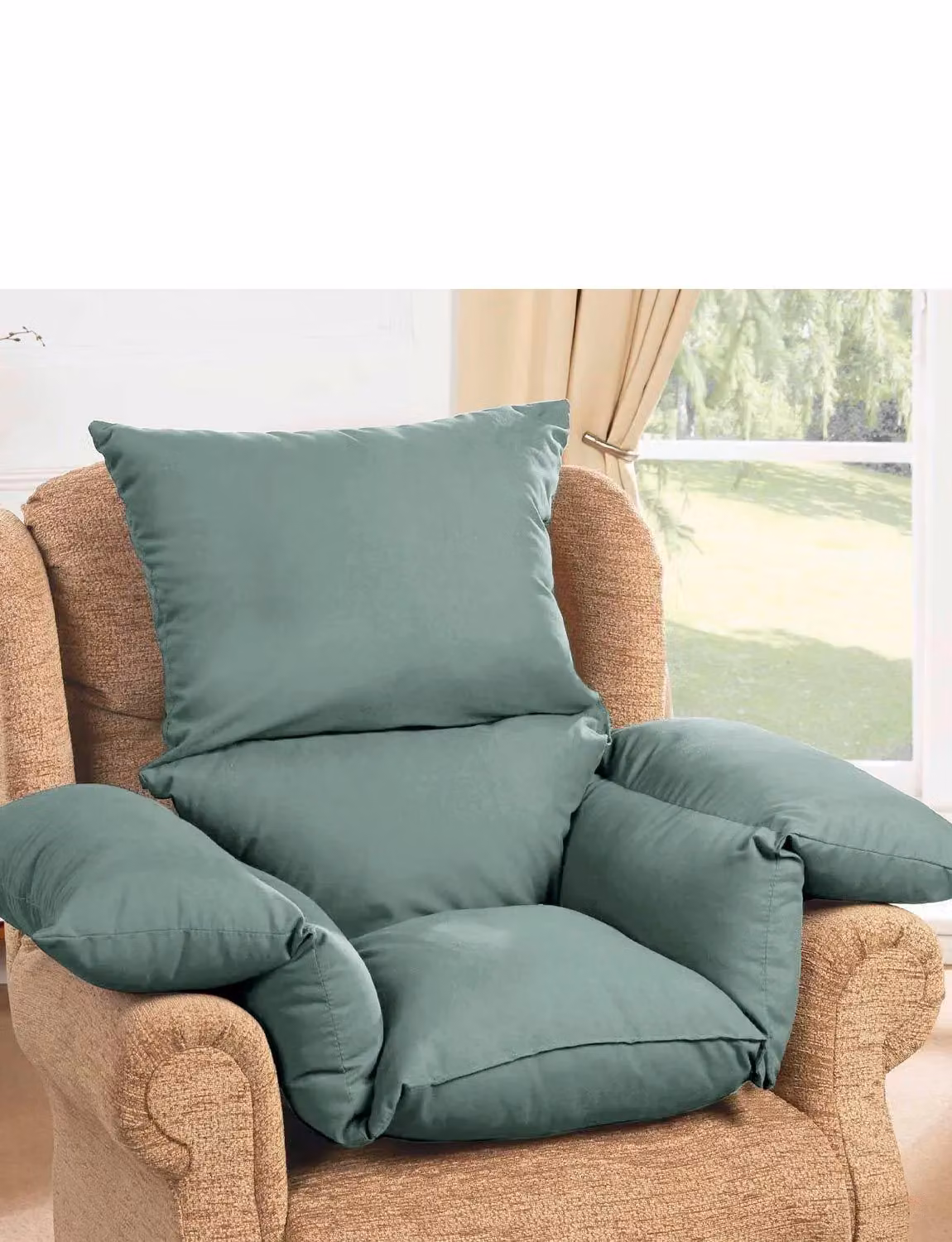 Chums Deeply Padded Comfort Cushion in Green Faux Suede – 2