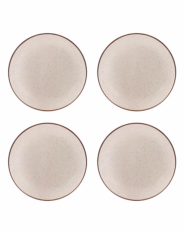Dibor Set of 4 Beige Stoneware Dinner Side Plates, Diameter: 20 cm – 2