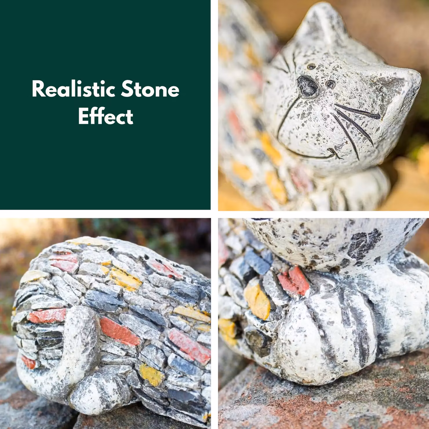 Marco Paul Multicolour Abstract Resin Cat Garden Ornament Statue – 5