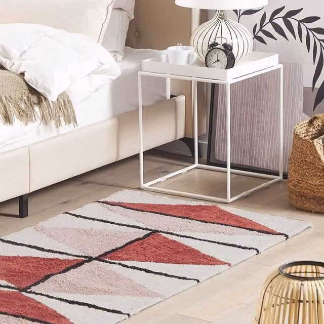 Wyld and Coco Multicolour Geometric Retro Cotton Woven Rug, W: 80 cm, L: 150 cm