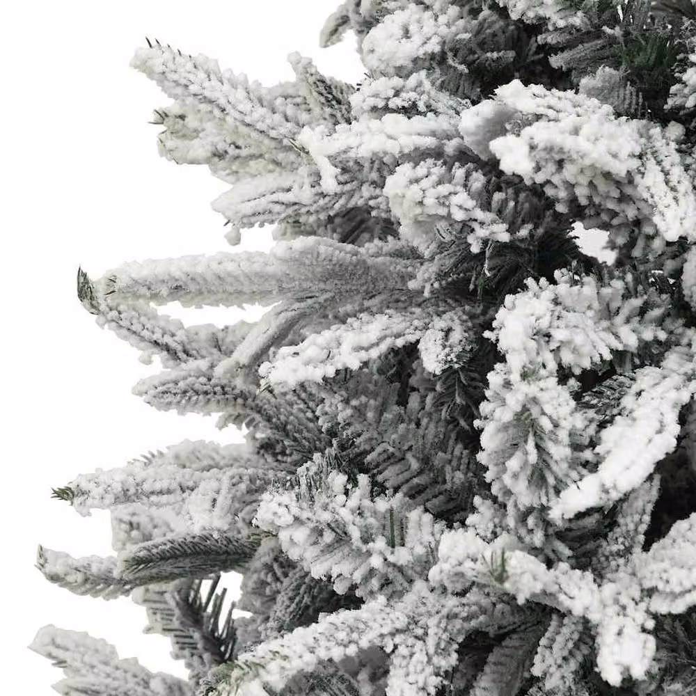 Berkfield Home Artificial Flocked Snow Christmas Tree in Green and White, Height: 180 cm – 4