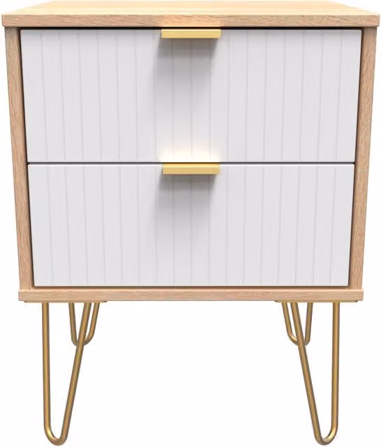 2 U Bexley 2 Drawer Bedside Cabinet in Natural and Gold