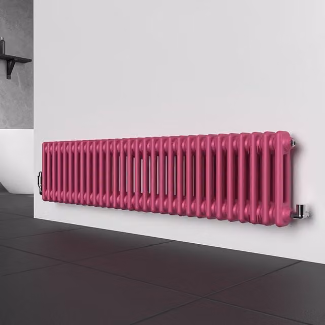 Lux Heat Horizontal Column Radiator in Barbie Pink, W/H: 30 x 137 cm