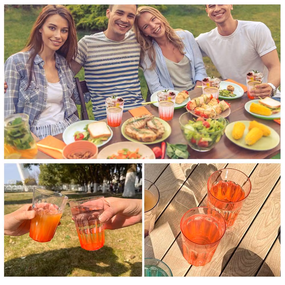 Greentainer Set of 12 Reusable Orange AS Plastic Tumbler Drinking Glasses, 350ml – 3