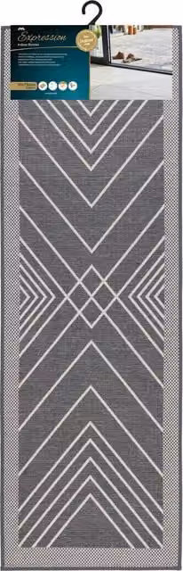 JVL Grey Striped Machine Washable Non-Slip Entrance Runner