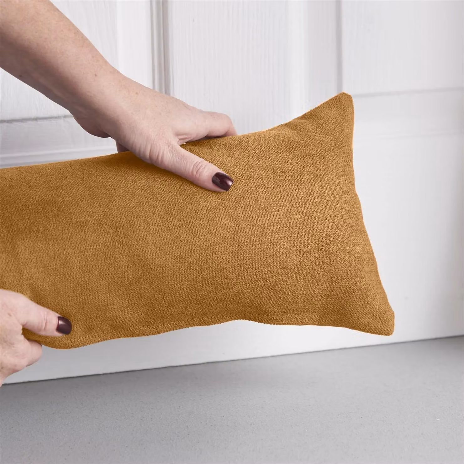 Luxury Living Velvet Chenille Draught Excluder in Beige and Orange, W/D/H: 90 x 15 x 15 cm – 3