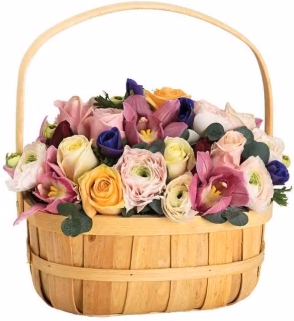 KDMD Loving Embrace Oval Basket in Brown with Handles
